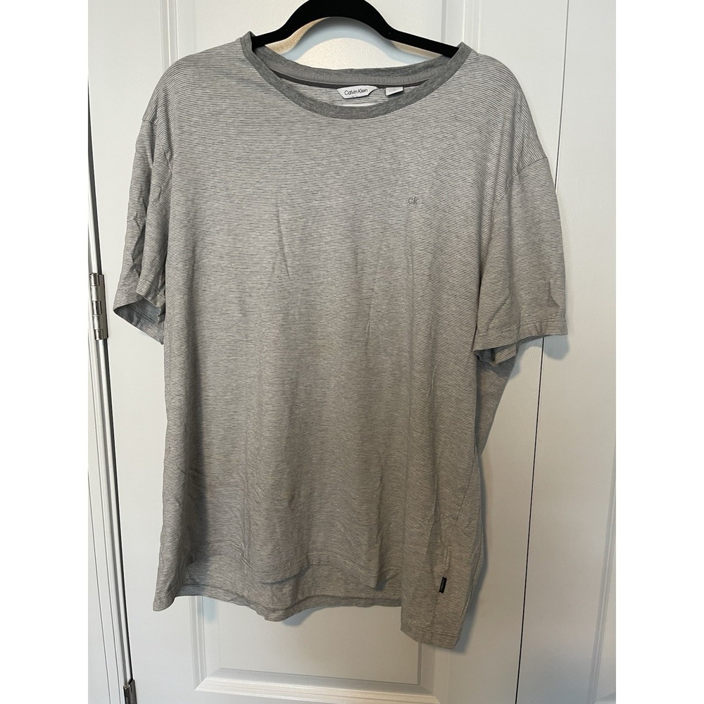 Calvin Klein Men's Liquid Touch T-Shirt Striped Gray Size XXL Short Sleeve